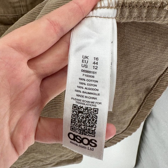 ASOS Denim Brown Corduroy Overall Dress Women's Size 12 - Picture 5 of 10